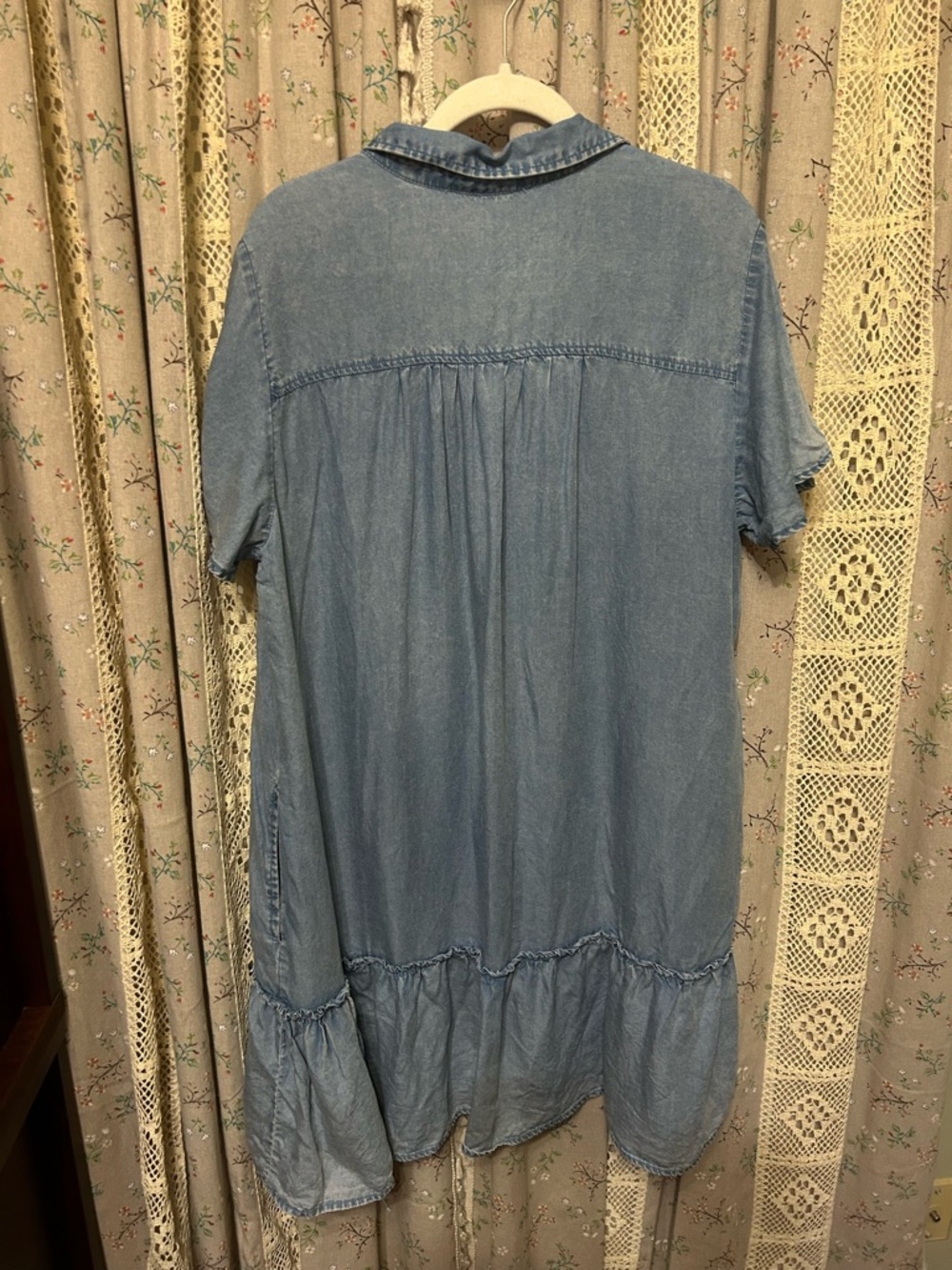 Jane + Delancey Lyocell Chambray Ruffle Hem Dress XL Pockets - Picture 6 of 6